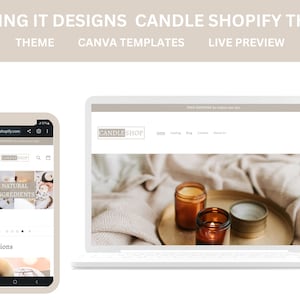 Modern Candle Shop Shopify Theme | Shopify 2.0, Editable Canva Banners, Candle Shop, Modern, Aesthetic Design, Neutral Colors Shop Design