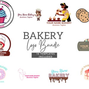 Bakery Logo Template Bundle - Customizable Designs, Instant Download, DIY Logo, Unique Branding, Bakery Shop, Canva Logo Templates
