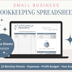 Blue Dots Bookkeeping Spreadsheet | Small Business Bookkeeping Template | Income and Expense Tracker | Small Business Budget | Accounting