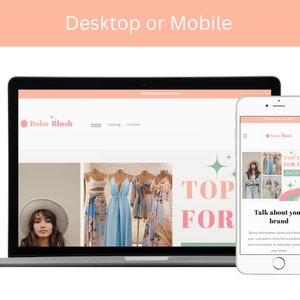 Boho Blush Shopify Theme | Shopify 2.0, Editable Canva Banners, Boutique, Feminine, Aesthetic Design, Boho Shop Design