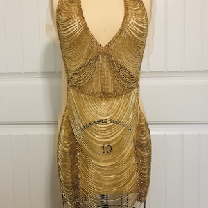 Gold Rhinestone Chain Bodice Applique/ Waterfall Applique A1