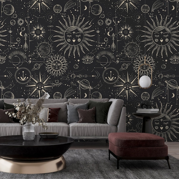 Space Black Wallpaper | Vinyl Wall paper | Non-Woven Base | Wall Décor Decal | Easy install | Removable Wallpaper • Non-toxic • Eco-friendly