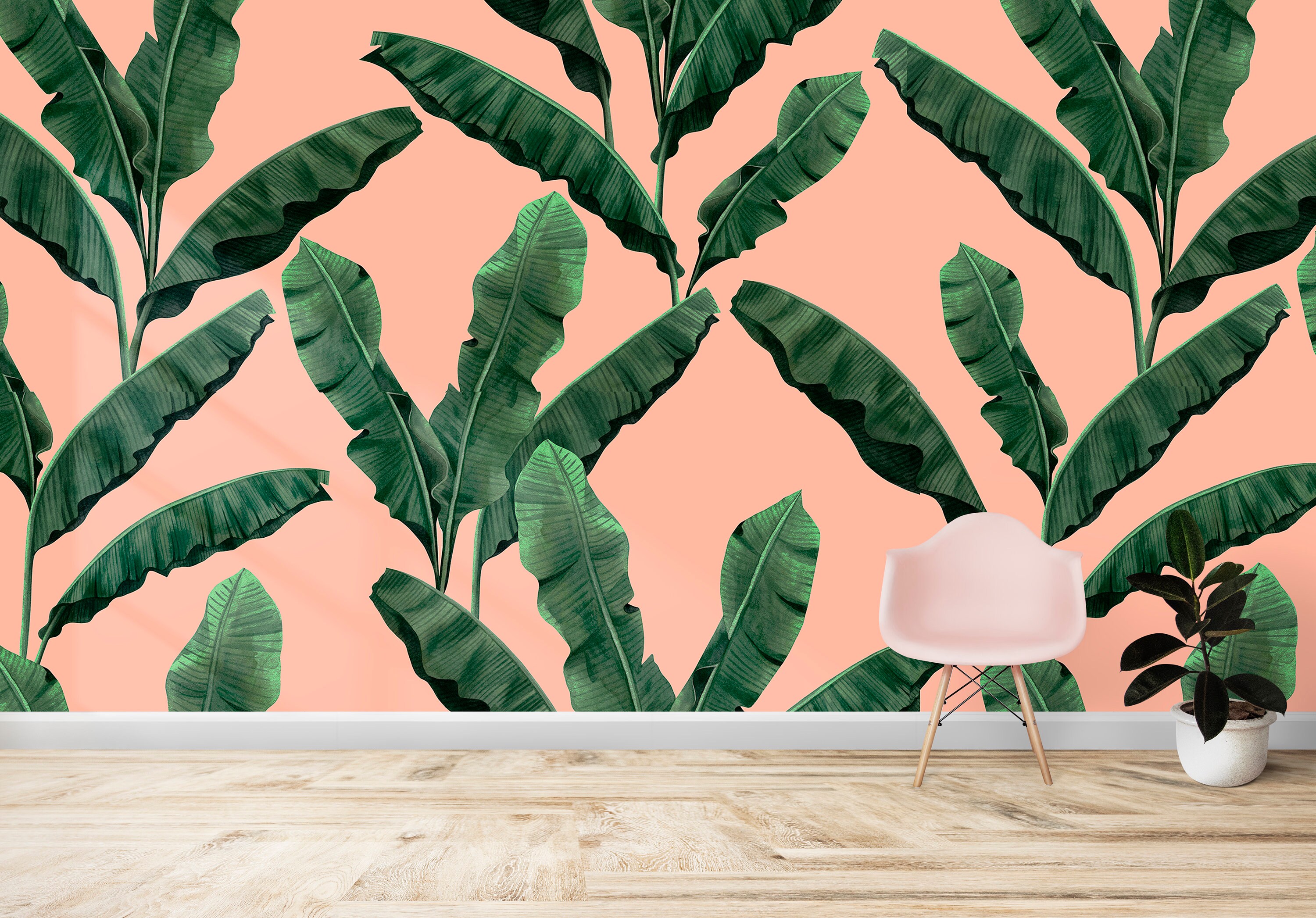 palm-leaves-wallpaper-on-pink-background-traditional-3d-etsy