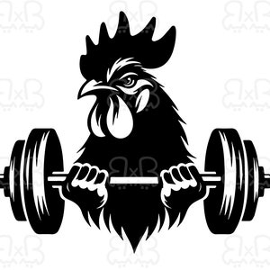 Kogut z logo barbell - SVG - Cricut svg, Cameo svg, plik wektorowy, plik do cięcia