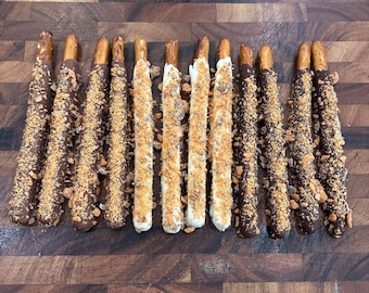 Double Dipped Chocolate Pretzels Topped with Butterfinger | Gourmet Candy Pretzel Rods | Sweet & Crunchy Chocolate Snack Gift
