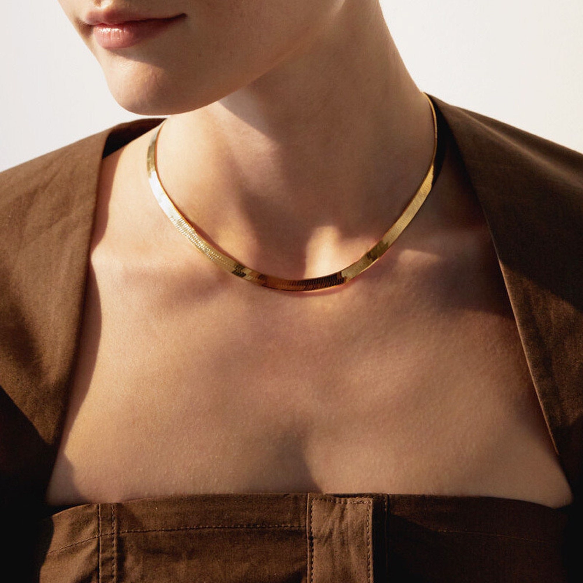 ネックレス・ペンダント Numbering Flat Snake Chain Necklace #5748 5BNY038 Flat Snake Chain Necklace – Juvi Designs
