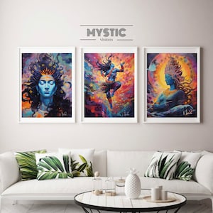 Shiva wall art, 3 set, Hindu God illustration,Hindu God art,Hindu artwork,Shiva Illustration,yoga art, meditation gift, spiritual artwork