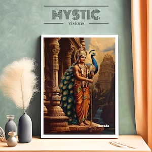 Muruga Malerei, Kartikeya Digitaldruck, Muruga spirituelle Illustration, hinduistische Götter Kunstwerk, skanda spirituelle Malerei, Subrahmanya Wandkunst