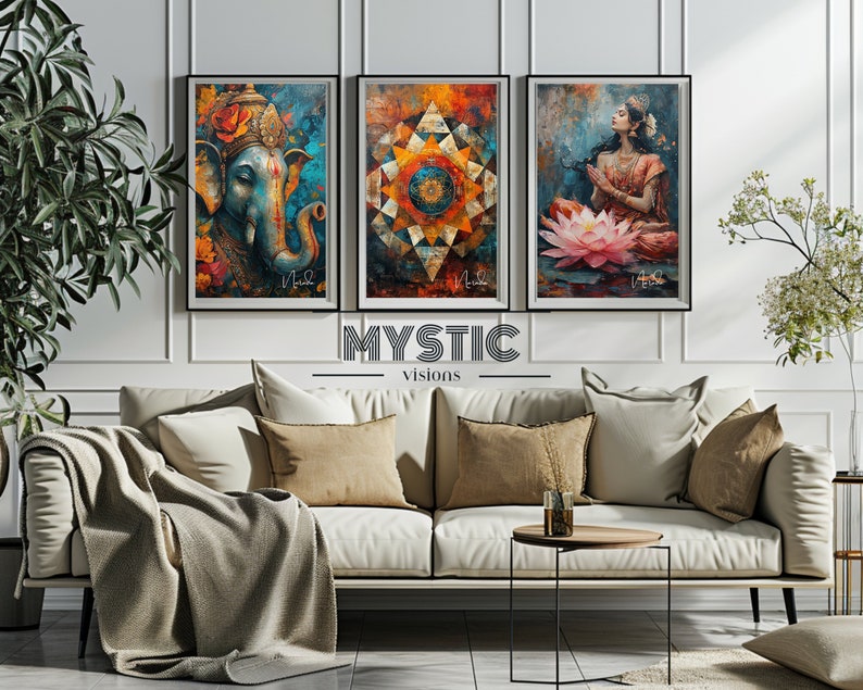 Ganesha Print,lakshmi Poster,sri Yantra Art,hindu Wall Art Hindu