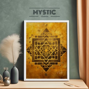 Sri yantra, Golden Sri Yantra Digital Art, Sacred Geometry, Meditation Artwork, Yoga gift, Sri Yantra painting, Goddess Artwork,yantra decor