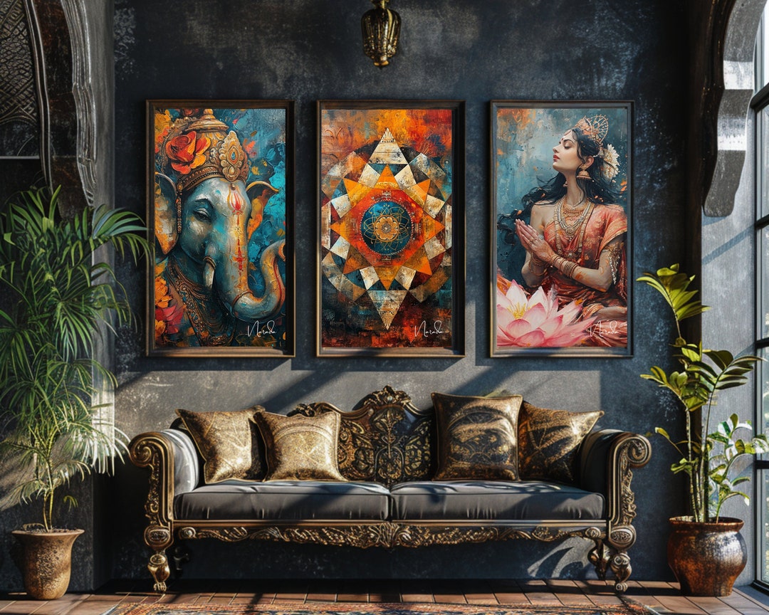 Ganesha Print,lakshmi Poster,sri Yantra Art,hindu Wall Art Hindu