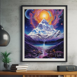 Mount Kailash Digital Art, Lord Shiva Wall Decor, Hindu Spiritual Art, Yogic Meditation Artwork,  Spiritual Gift Ideas, Hindu Home Altar Art