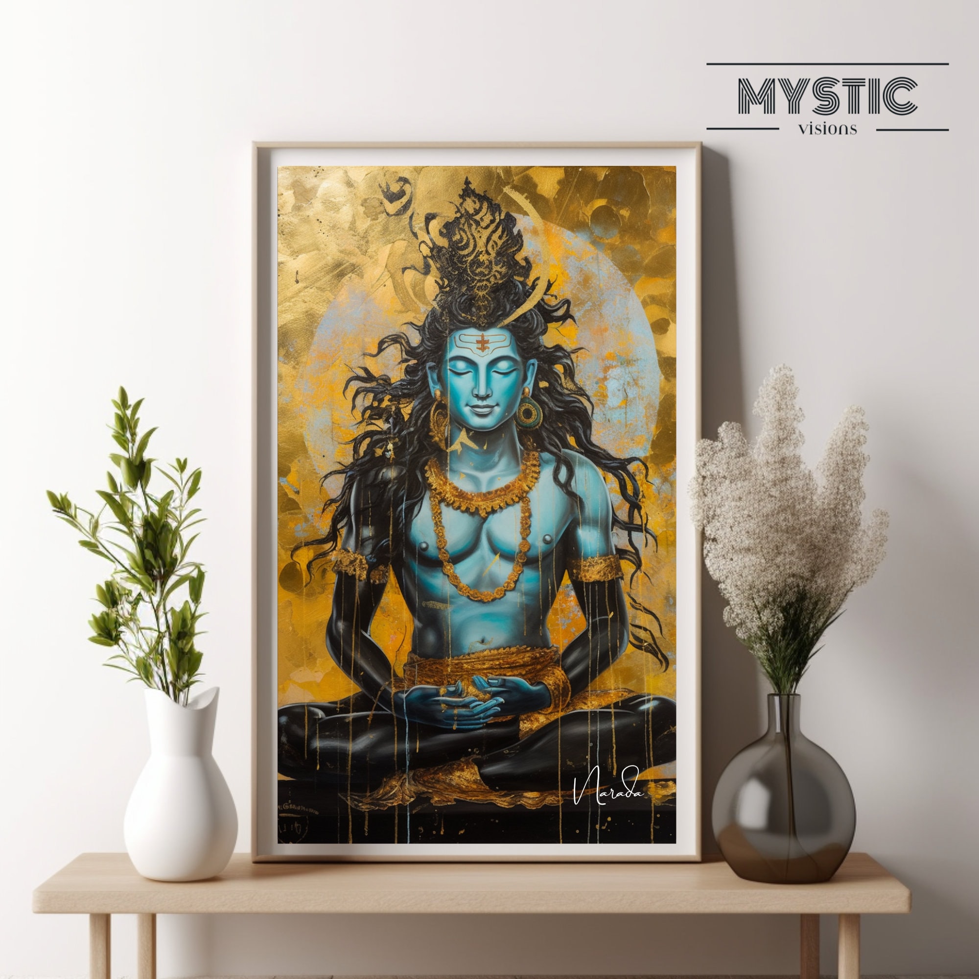 Shiva Wall Art, Hindu God Illustration, Hindu God Art, Hindu Artwork