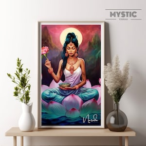 Lakshmi, Goddess illustration, Hindu Goddess, India artwork, Hindu Illustration, Lakshmi Goddess, Goddess print, Diwali Artwork, Lakshmi art