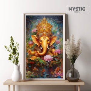 Ganesha wall art, Ganesh artwork, Hindu Illustration, Ganesha poster, Hindu god print, Ganesh illustration, Hindu Poster, Hindu artwork