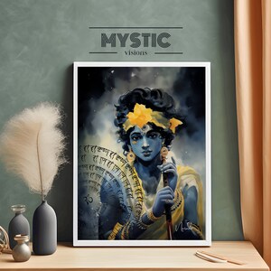 Krishna art, Hare Krishna Wall Decor, Hindu Wall Art, Hindu God Art,  Maha Mantra painting, yoga art,Hare Krishna artwork, digital download