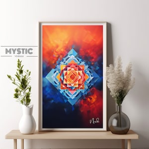 Sri Yantra Art Print digital downlaod Sri yantra Home Decor sacred geometry Wall Art Yoga Painting, mandala print, sacred Hindu artwork