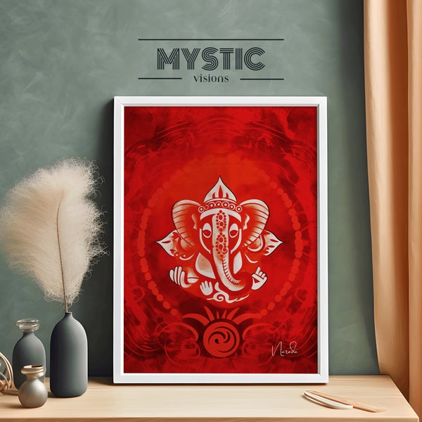 Abstract Ganesha painting, Ganesh artwork, Hindu Illustration, Sacred artwork, spiritual gift, yoga art, yoga gift, divinity,hinduism gift