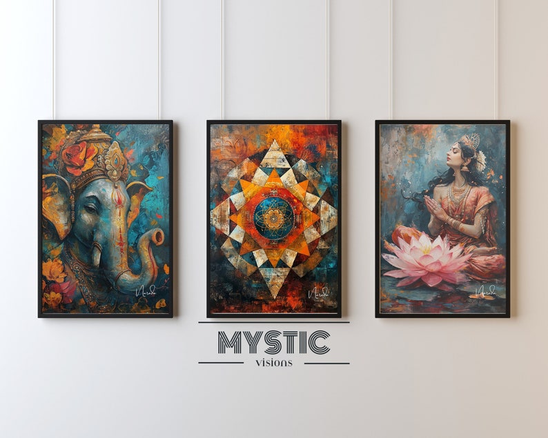 Ganesha Print,lakshmi Poster,sri Yantra Art,hindu Wall Art Hindu