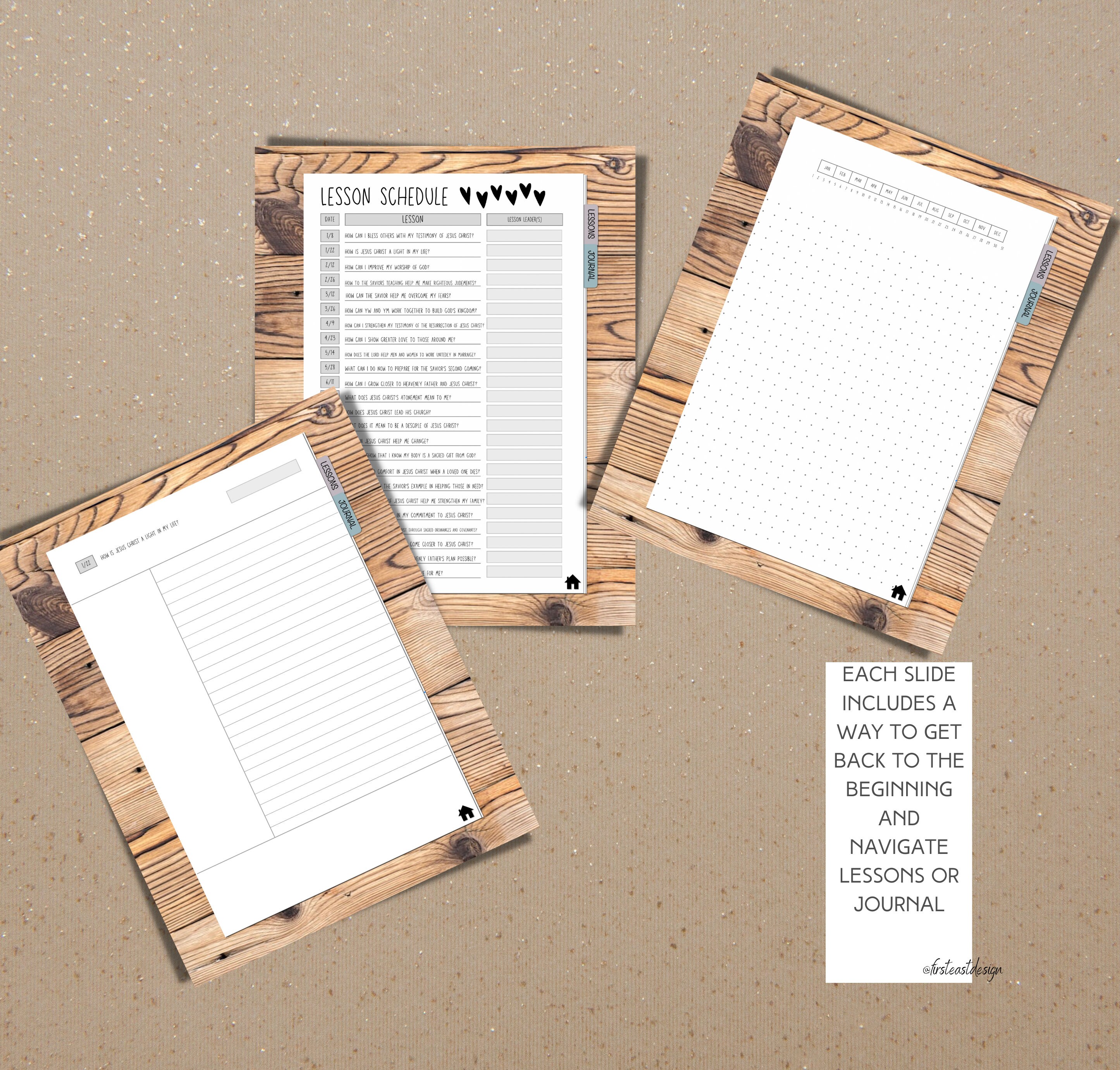 Digital workbook for young women's lessons.