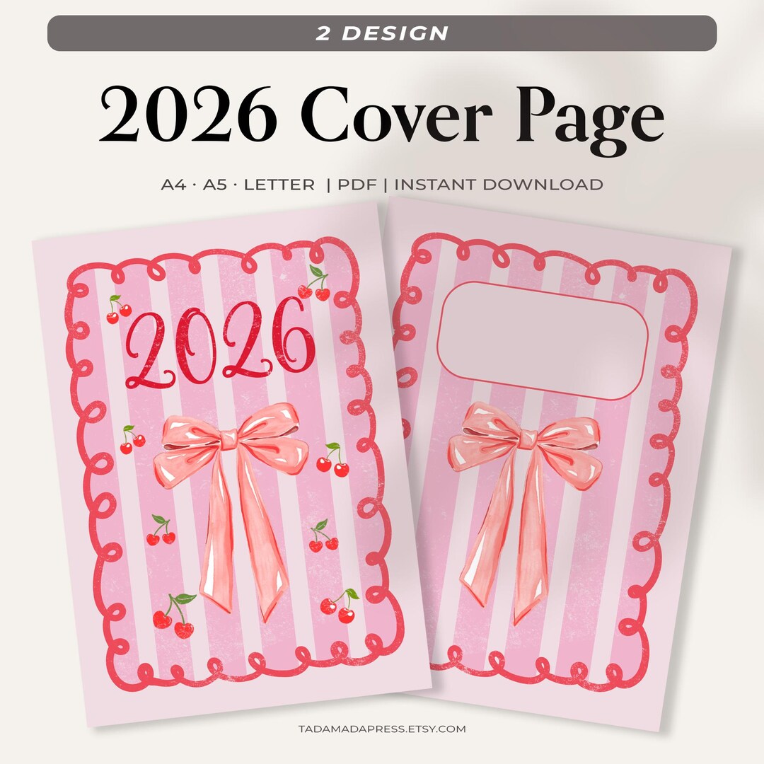 2026 Planner Cover Page Printable Pink Bow Coquette Cover for Digital ...