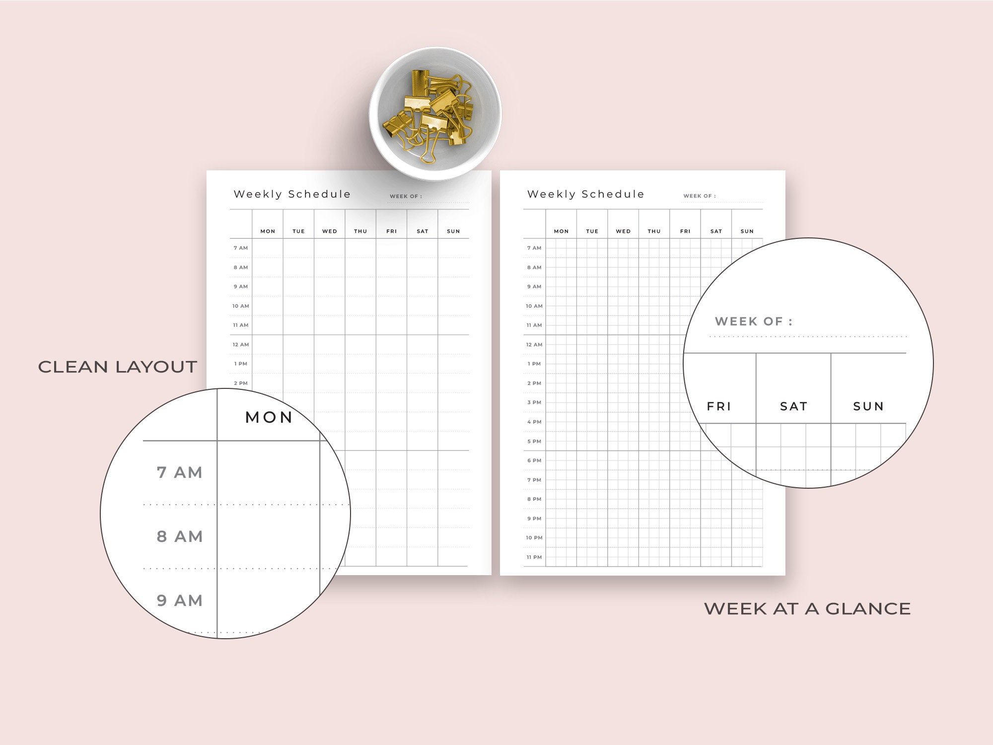 Weekly Hourly Planner Printable: Minimalist Agenda (PDF) - Etsy