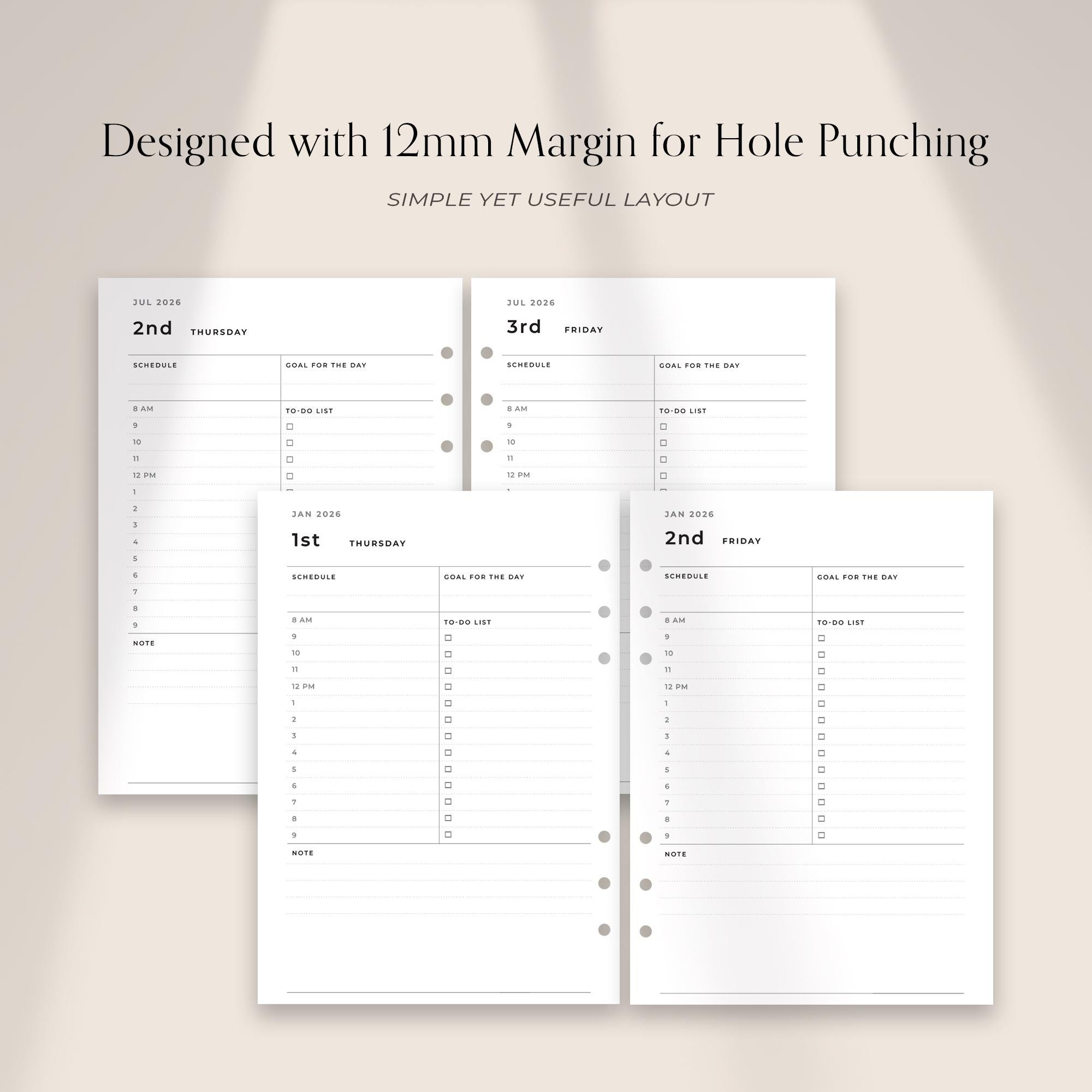 2026 Daily Printable Planner: Minimalist Schedule, To-do List (PDF) - Etsy