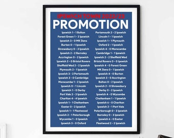 Ipswich Promotion Ipswich Town FC Promotion Poster Print The tractor boys FC poster Ipswich Gifts