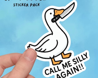 Silly Goose Vinyl Sticker Set - Quirky Laptop Decals, 6-Pack