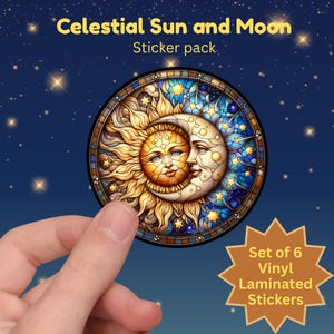 Stickers soleil céleste et lune, stickers spatiaux, cosmique, solaire, lunaire, idée cadeau pour