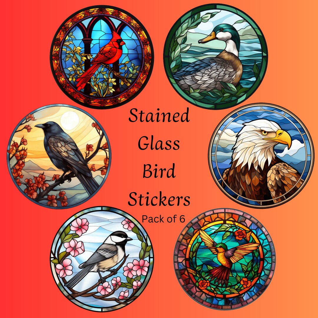 Stained Glass Art Bird Cardinal Eagle Raven Duck Chickadee Hummingbird ...