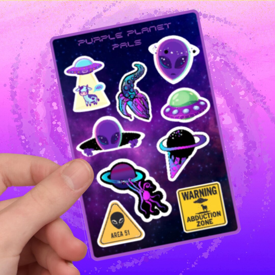 Alien Sticker Sheet | Holographic Stars Vinyl Laminated - Etsy
