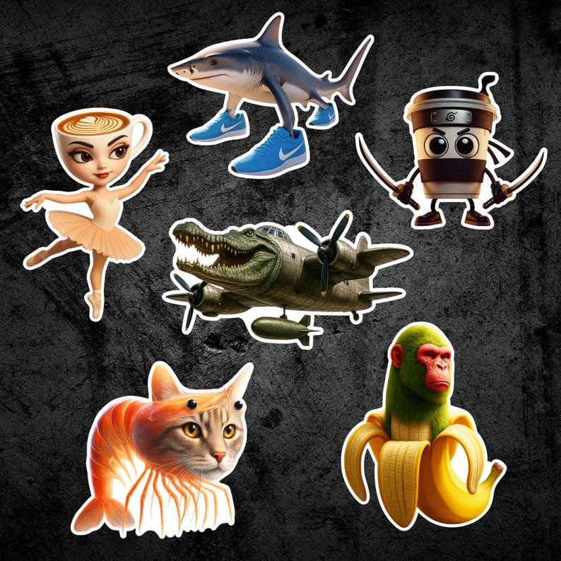 Brainrot Sticker Line Italian Brainrot Vinyl Sticker Pack - Set of 6 Laminated Decals - Etsy