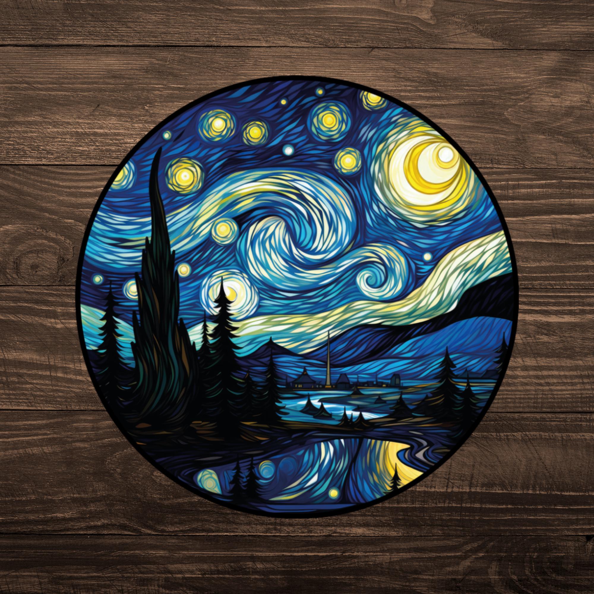Van Gogh Starry Night Holographic Vinyl Sticker Set - Etsy