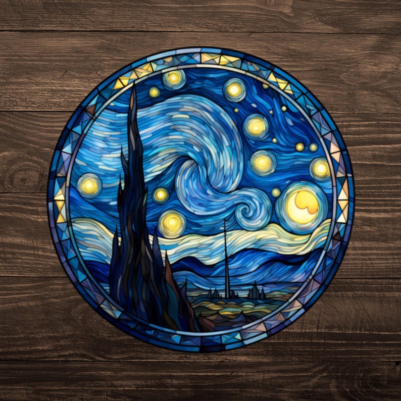 Van Gogh Starry Night Holographic Vinyl Sticker Set - Etsy