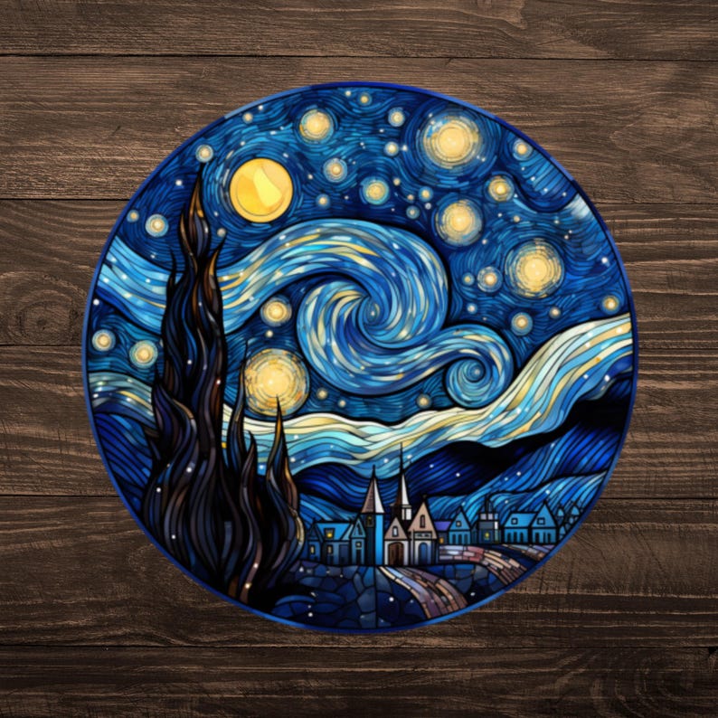 Van Gogh Starry Night Holographic Vinyl Sticker Set - Etsy