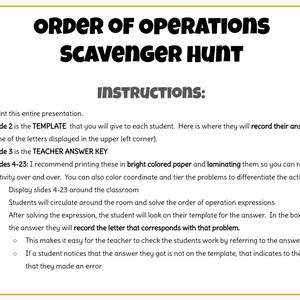 Order of Operations Scavenger Hunt Activity