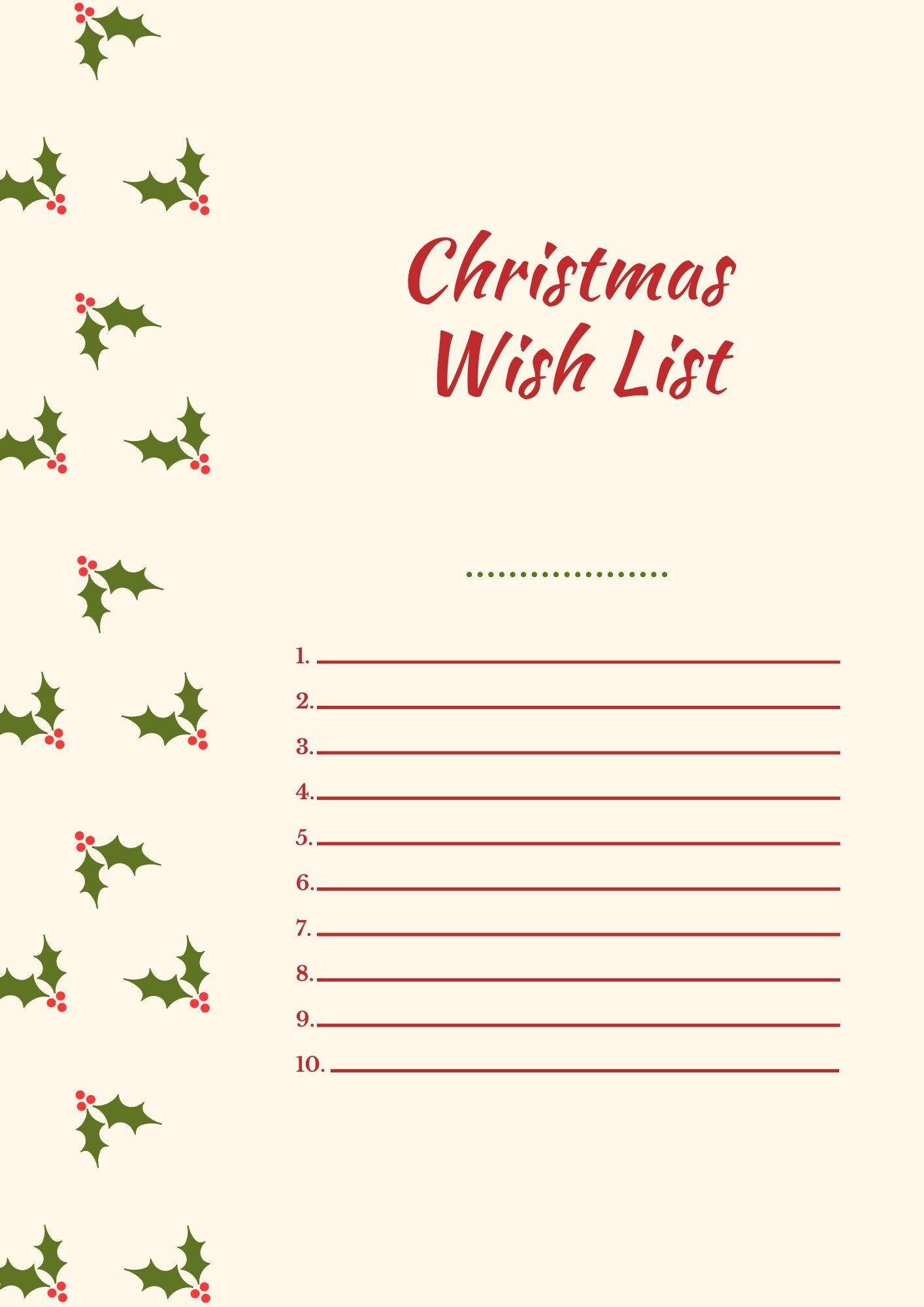 Christmas Wish List christmas Wish List gift List Presents Etsy