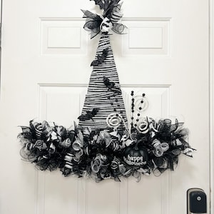 Witch Hat Wreath, Halloween Wreath, Halloween Wreath for Front Door ...