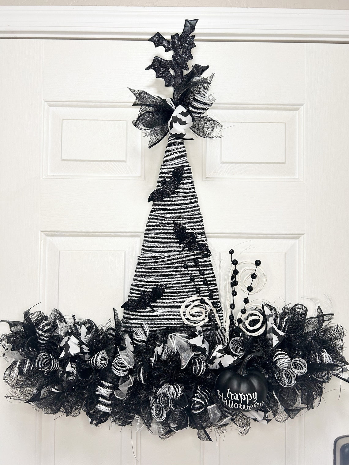 Witch Hat Wreath, Halloween Wreath, Halloween Wreath for Front Door ...