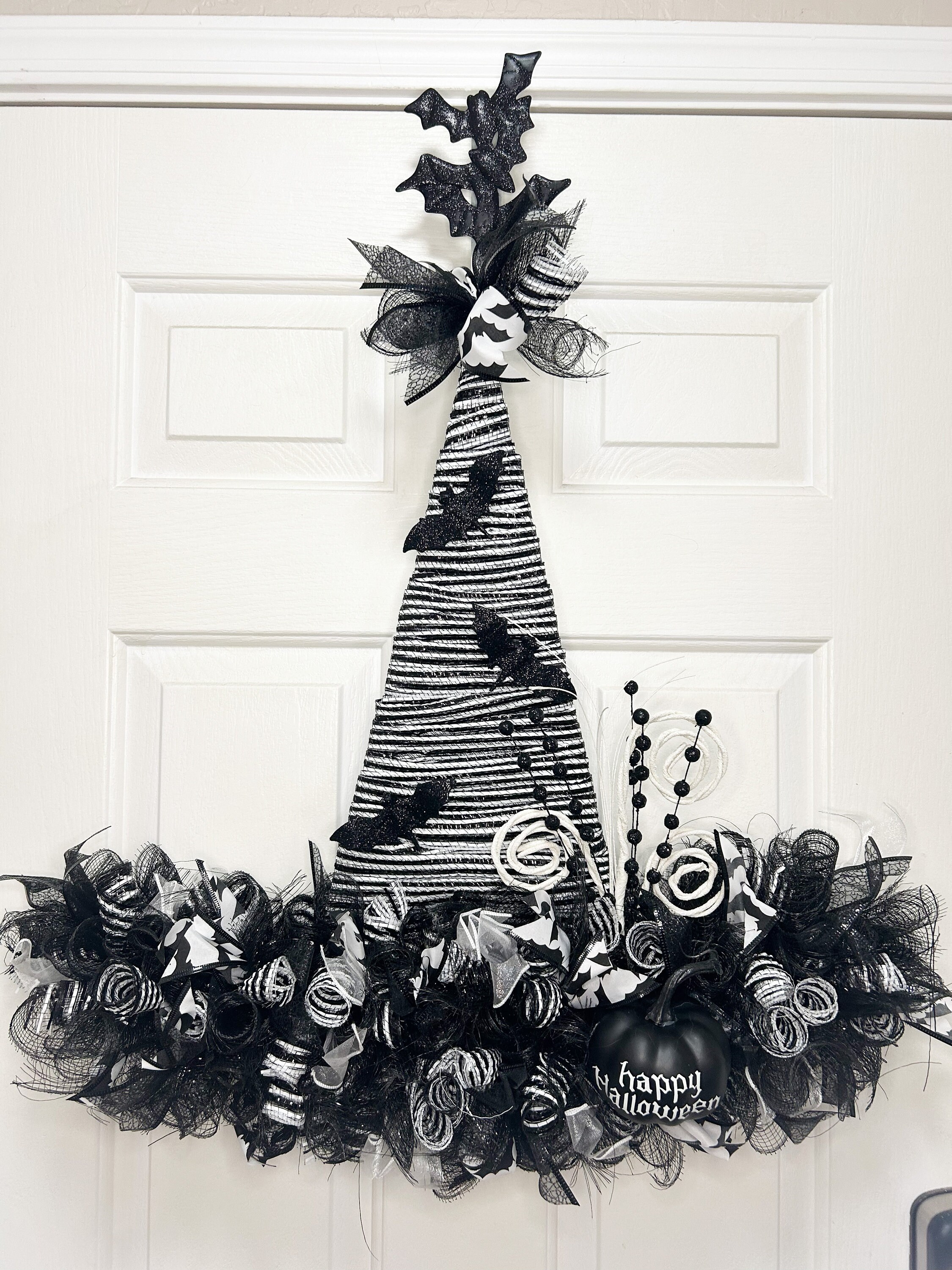 Witch Hat Wreath, Halloween Wreath, Halloween Wreath for Front Door ...