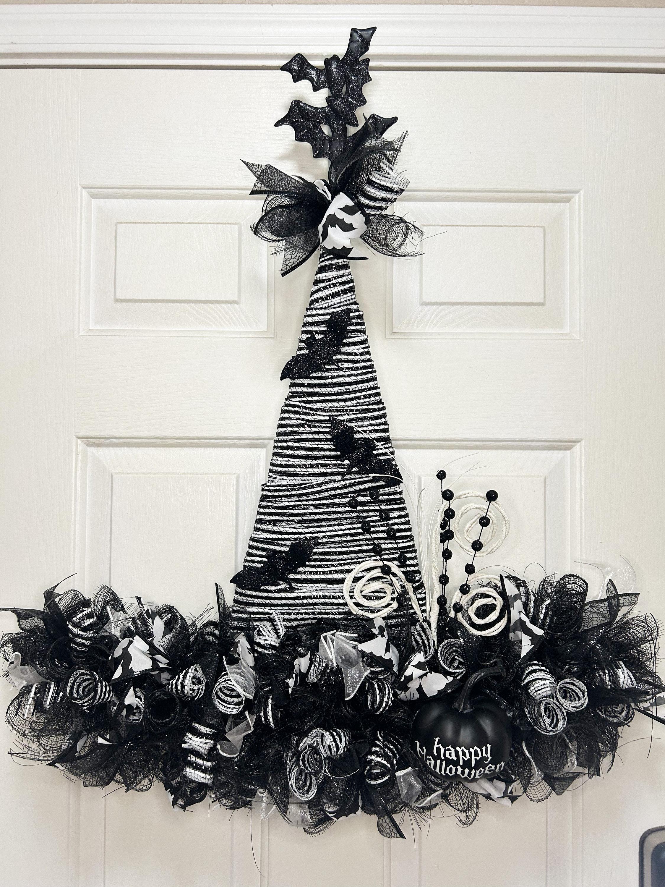 Witch Hat Wreath, Halloween Wreath, Halloween Wreath for Front Door ...