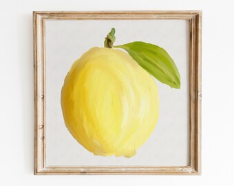 Lemon Oil Art,Lemon Prints,Lemon Kitchen Home Decor,Citrus Lemon Printable,Lemon Illustration,Lemon Poster,Art for Kitchen,