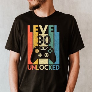Personalized Gamer Gift T-shirt, Custom Level Unlocked, Vintage Gamer Birthday T-shirt, Vintage Gamer Gifts, Custom Level Birthday Shirt