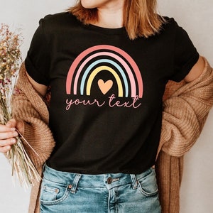 Custom Boho Rainbow Shirt, Personalized Rainbow T-shirt, Custom Rainbow Gift Shirts, Personalized Rainbow Gift T-shirt