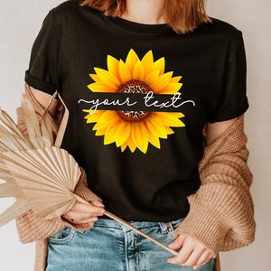 Personalized Sunflower Shirt, Custom Sunflower T-shirt, Fall Custom Women Shirts, Personalized Fall T-shirts, Sunflower Custom Shirt