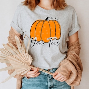 Personalized Pumpkin Shirt, Custom Pumpkin T-shirt, Fall Custom Women Shirts, Personalized Fall T-shirts