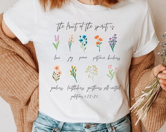 The Fruit of Spirit Bible Verse Shirt, Scripture Shirt, Floral Bible Verse Tee, Christian Woman Gift, Christian Gifts, Galatians Shirt