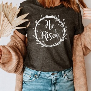 He Is Risen Shirt, Easter Shirt, Easter Clothing, Easter Outfit, Easter Gifts, Easter Wreath Shirt, Christian Outfit, Custom Christian Shirt