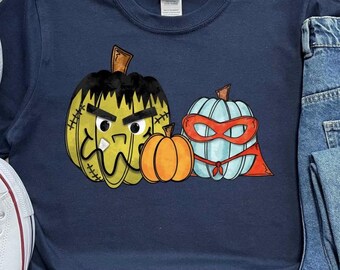 Halloween Kids Shirt, Personalized Halloween Shirt, Boy Superhero Pumpkins Shirt, Halloween Boys T-shirts